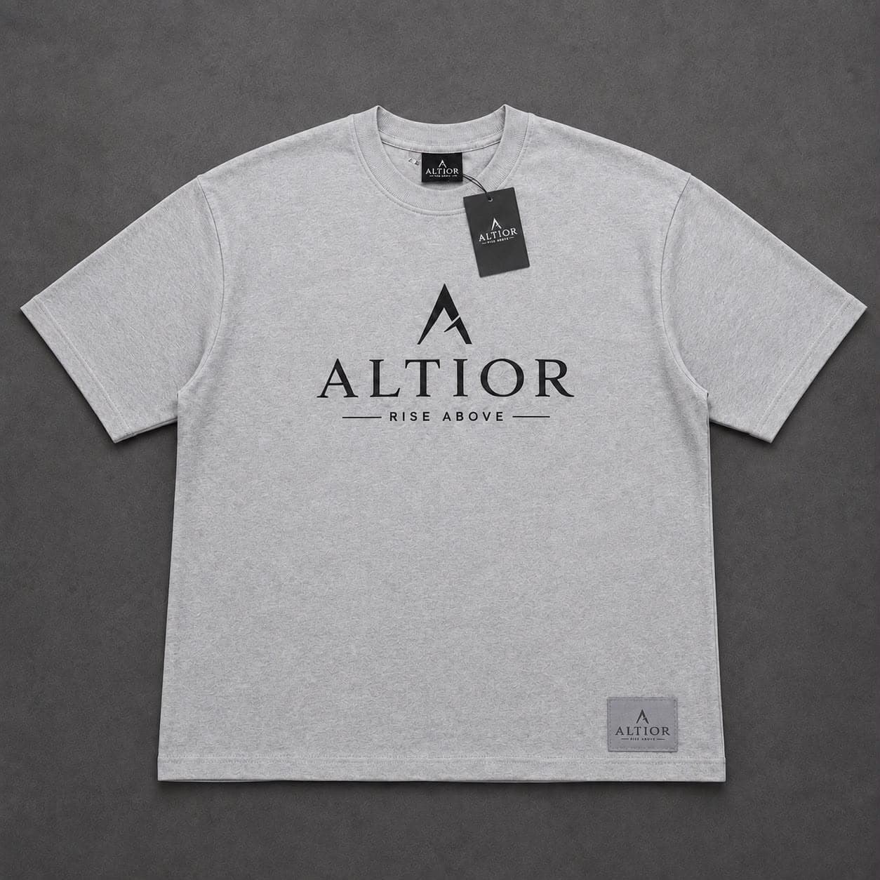 ALTIOR Signature Heavyweight Tee — ASCEND Titanium Set (Grey / Black)