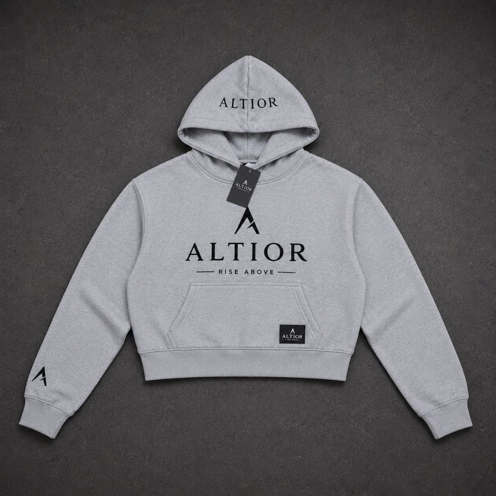 ALTIOR Ascend Cropped Hoodie — ASCEND Titanium Set (Grey with black detailing)
