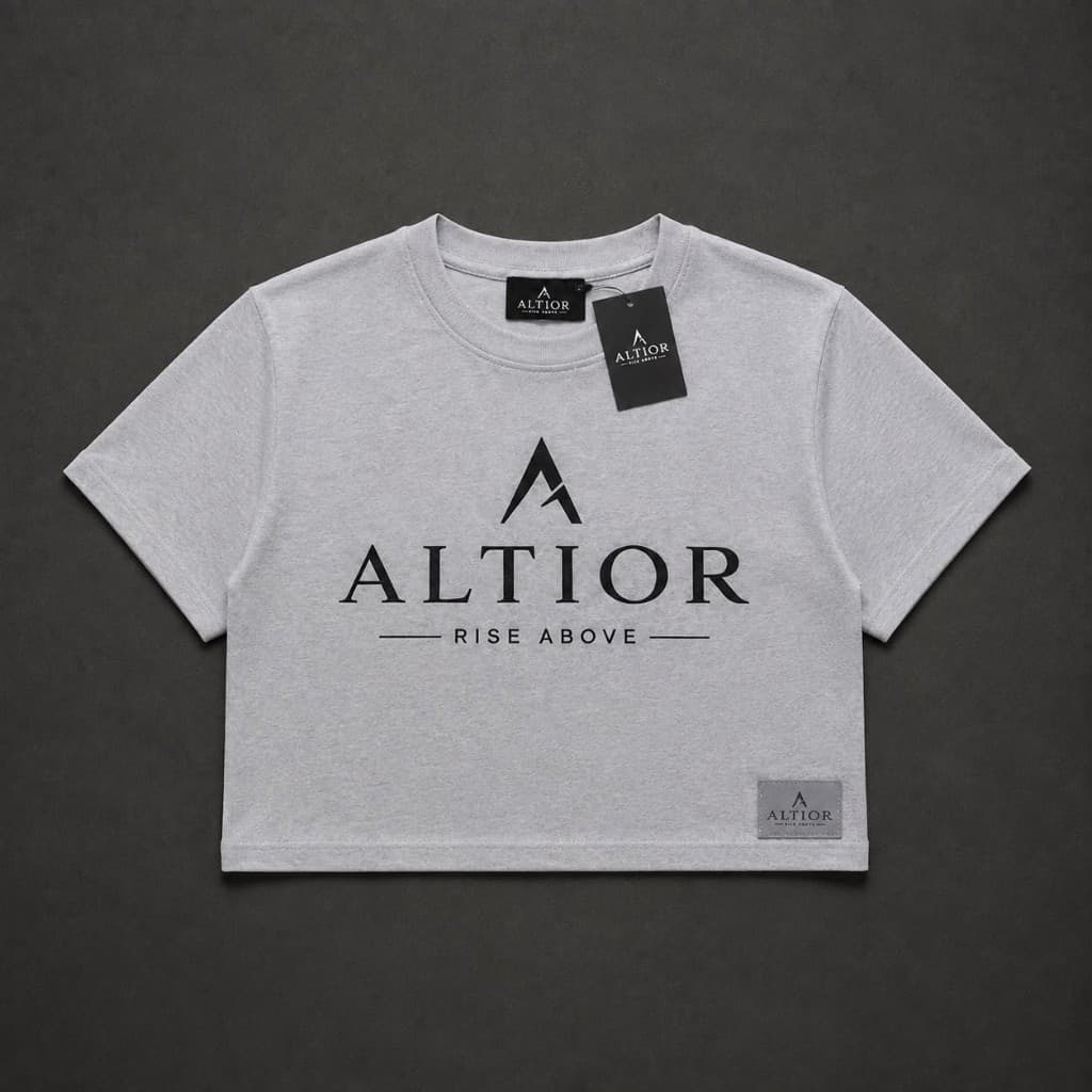 Free cropped tee with set — ASCEND Titanium Set (Grey with black detailing)