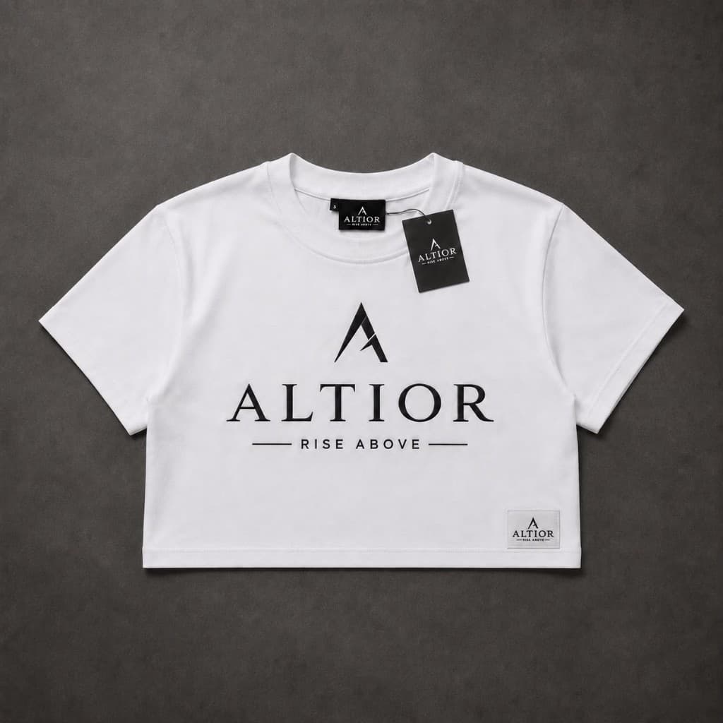 ALTIOR Ascend Cropped Tee — ASCEND Apex Set (White with black detailing)